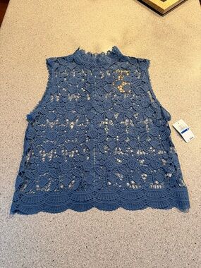 New With Tags: Blue Lace Sleeveless Shirt